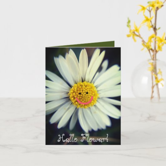 こんにちは お花のカスタマイズ可能な白いカード カード (黄色い花)