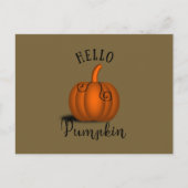 こんにちは、かぼちゃの水彩画、楽しい秋 シーズンポストカード (正面)