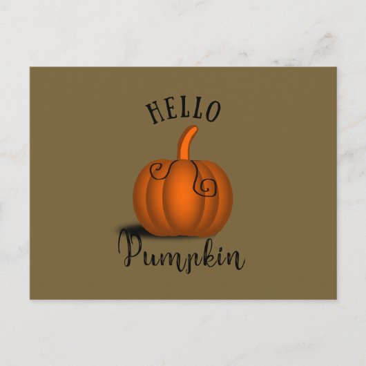 こんにちは、かぼちゃの水彩画、楽しい秋 シーズンポストカード (正面)
