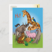 こんにちは！ |かわいい動物 ポストカード (正面/裏面)