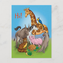 こんにちは! |かわいい動物 ポストカード
