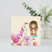 こんにちは、かわいい女の子と猫カード (スタンド正面)