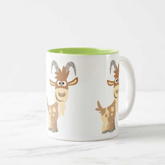 こんにちは!かわいい漫画ヤギ ツートーンマグカップ (正面右)