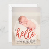 こんにちは – かわいい誕生発表写真 ポストカード (正面/裏面)