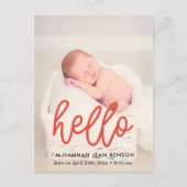 こんにちは – かわいい誕生発表写真 ポストカード (正面)