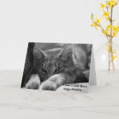 こんにちは!この猫は来ハッピーバースデーを願う! カード (黄色い花)