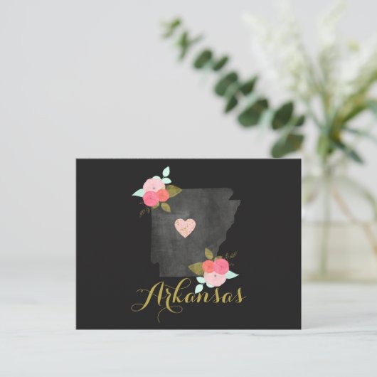 こんにちは、アーカンソー州の花と動くハートより ポストカード (スタンド正面)