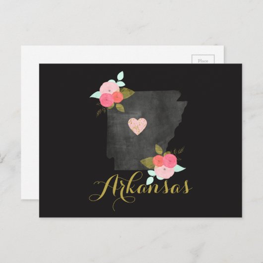 こんにちは、アーカンソー州の花と動くハートより ポストカード (正面/裏面)