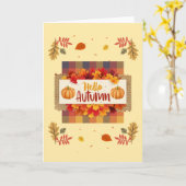 こんにちは オータムリーフとプレイドのグリーティングカード カード (黄色い花)