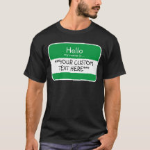 こんにちは… ***カスタムテキスト*** 名前タグTシャツ
