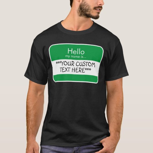 こんにちは… ***カスタムテキスト*** 名前タグTシャツ Tシャツ (正面)