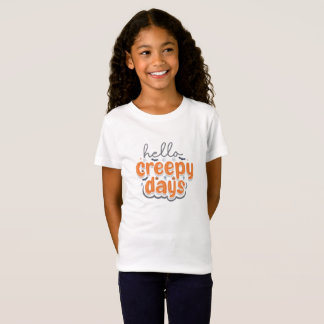 こんにちは、クリーピーデイズのぞっとする季節 ハロウィン タイポグラフィー Tシャツ