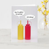 こんにちは、ケチャップのマスタードの空白のなカードは追いつこう カード (黄色い花)