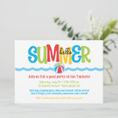 こんにちは サマー カラフル ビーチ ボール ウェーブ プール パーティー 招待状 (スタンド正面)