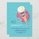 こんにちは サマー プールパーティーの招待状 招待状 (正面/裏面)