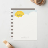 こんにちは サンシャイン ステーショナリー - チャコール ノートカード (正面/裏面インサイチュ)