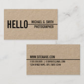 "こんにちは"スタイリッシュでモダンな最小主義のクラフト紙 名刺 (正面/裏面)