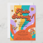 こんにちは、セブンティー グルービー 70's バースデーパーティー 招待状 (正面)