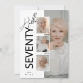 こんにちは セブンティ 現代の写真コラージュ 70歳の誕生日 招待状 (正面)