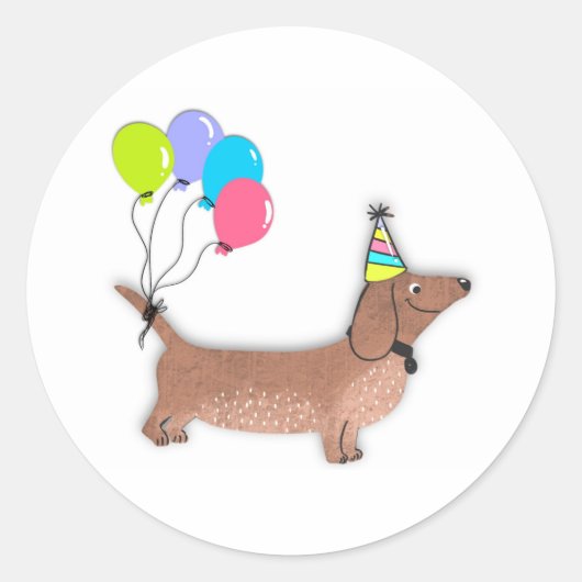 こんにちは ダックスフンド 犬好き 誕生日 ラウンドシール (正面)