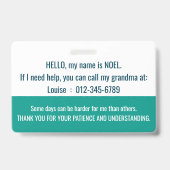 こんにちは、トゥレット症候群の障害者です バッジ (裏面)