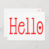 こんにちは/ハイ赤いハートとホワイトラブ ポストカード (正面/裏面)