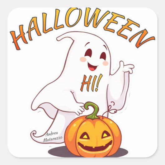 こんにちは!ハロウィン スクエアシール (正面)