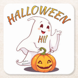 こんにちは!ハロウィン スクエアペーパーコースター