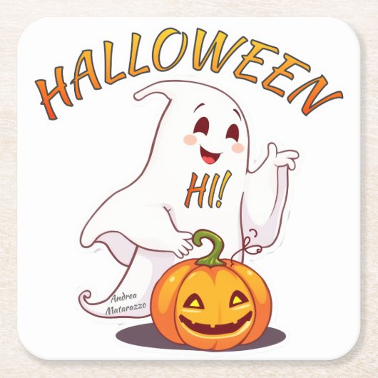 こんにちは!ハロウィン スクエアペーパーコースター (正面)