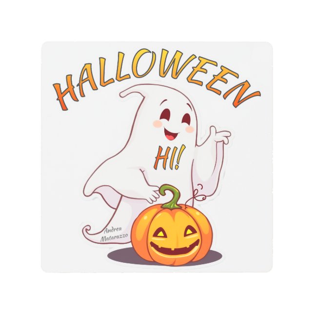 こんにちは!ハロウィン メタルプリント (正面)