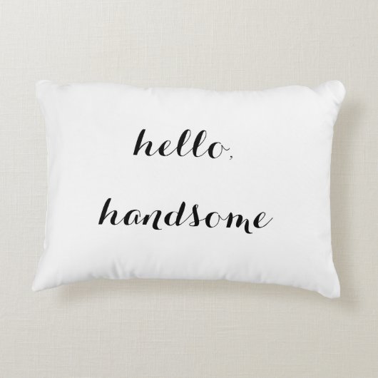 "こんにちは、ハンサムな"装飾的な枕 アクセントクッション (裏面)