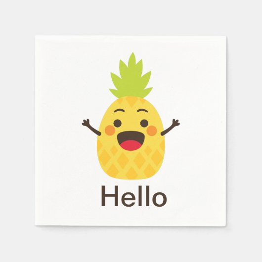 こんにちは！パイナップルイラストレーション スタンダードカクテルナプキン (正面)