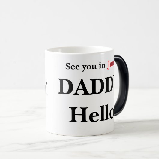 こんにちは、パパの妊娠がコーヒーマグを明かす モーフィングマグカップ (正面右)