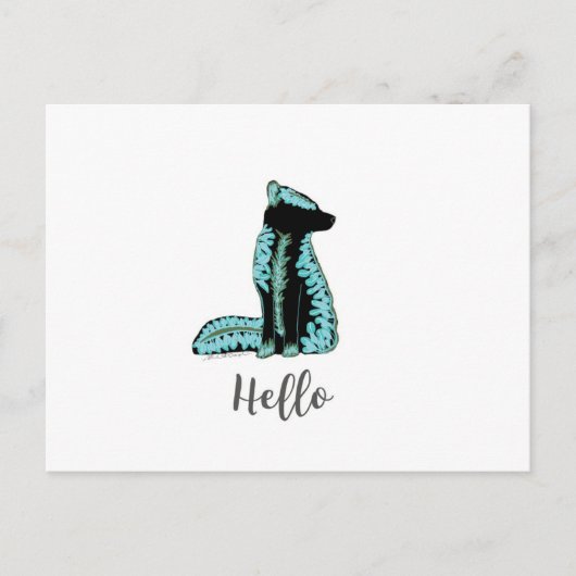 "こんにちは"フォークキツネポストカードトラベルワールドUSA シーズンポストカード (正面)