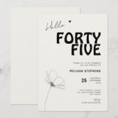 こんにちは フォーティーファイブ ボールド タイポグラフィー 45歳の誕生日 招待状 (正面/裏面)