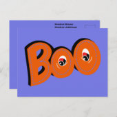 こんにちは、ブー!怖がらせちゃった? タイポグラフィー・ドローイング・アート ポストカード (正面/裏面)