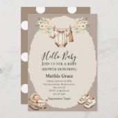 こんにちは ベイビー ニュートラル ベージュ 招待状 (正面/裏面)