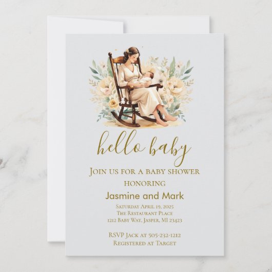 こんにちは ベイビー ニュートラル ママとベイビー 招待状 (正面)