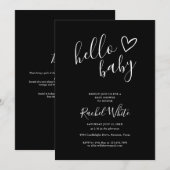 こんにちは ベビーシャワー オールインワン ブラック&ホワイト 招待状 (正面/裏面)