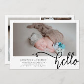 こんにちは、ベビー誕生のフォトコラージュアナウンス 案内状 (正面/裏面)