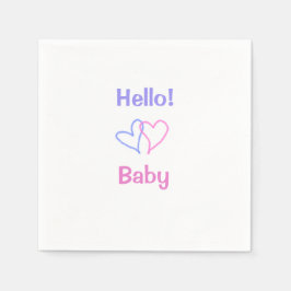 こんにちは ベビー ピンク パープル ハート ネーム ウォーターカラー ボヘミアン スタンダードカクテルナプキン