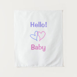 こんにちは ベビー ピンク パープル ハート ネーム ウォーターカラー ボヘミア タペストリー