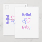 こんにちは ベビー ピンク パープル ハート 名前 水彩 ボヘミアン ポストカード (正面/裏面)