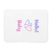 こんにちは ベビー ピンク パープル ハート 名前 水彩 ボヘミアン マグネット (横)