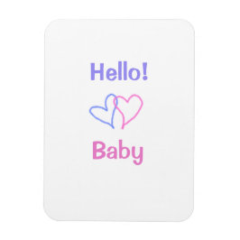 こんにちは ベビー ピンク パープル ハート 名前 水彩 ボヘミアン マグネット