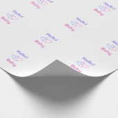 こんにちは ベビー ピンク パープル ハート 名前 水彩 ボヘミアン ラッピングペーパー (角)