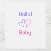 こんにちは ベビー ピンク パープル ハート 名前 水彩 ボヘミアン ワインラベル (シングルラベル)