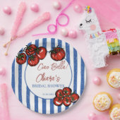 こんにちは、ベラのトマトストライプ イタリアン ブライダルシャワー ペーパープレート (パーティー)