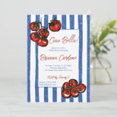 こんにちは ベラ トマト ブルー イタリアン ブライダル シャワー 招待状 (スタンド正面)