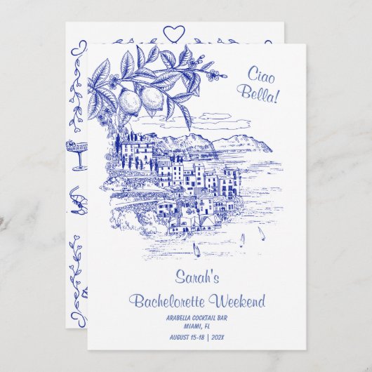 こんにちは、ベラ・バチェロレッテの旅程テンプレートです 招待状 (正面/裏面)